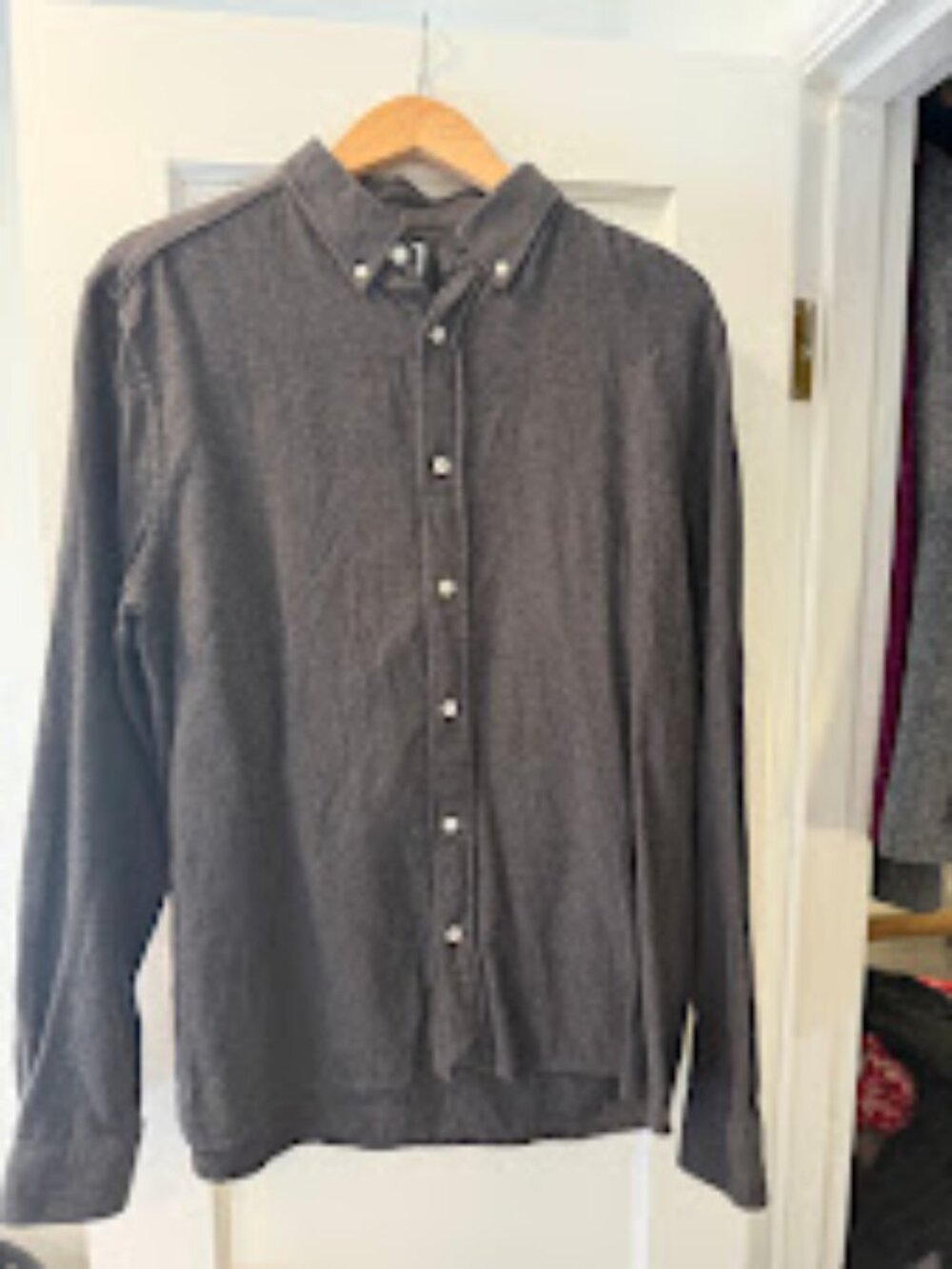 ASKET The Flannel Shirt - Charcoal Melange - Men's L Regular